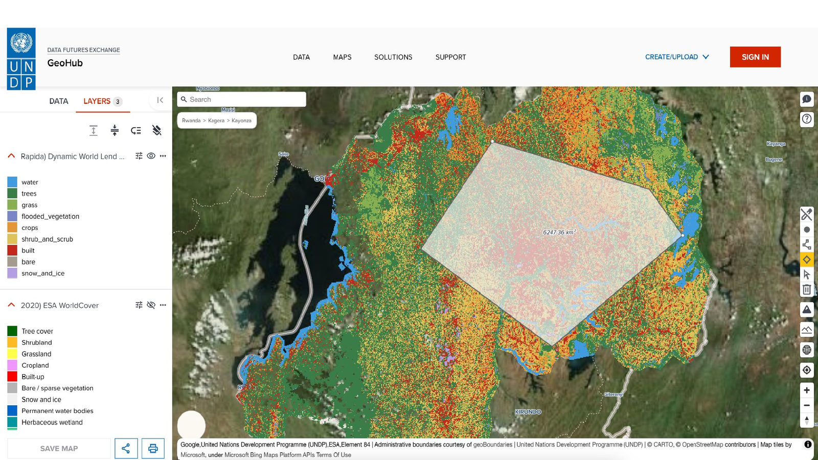 GeoHub drawing and measuring on a MapLibre map