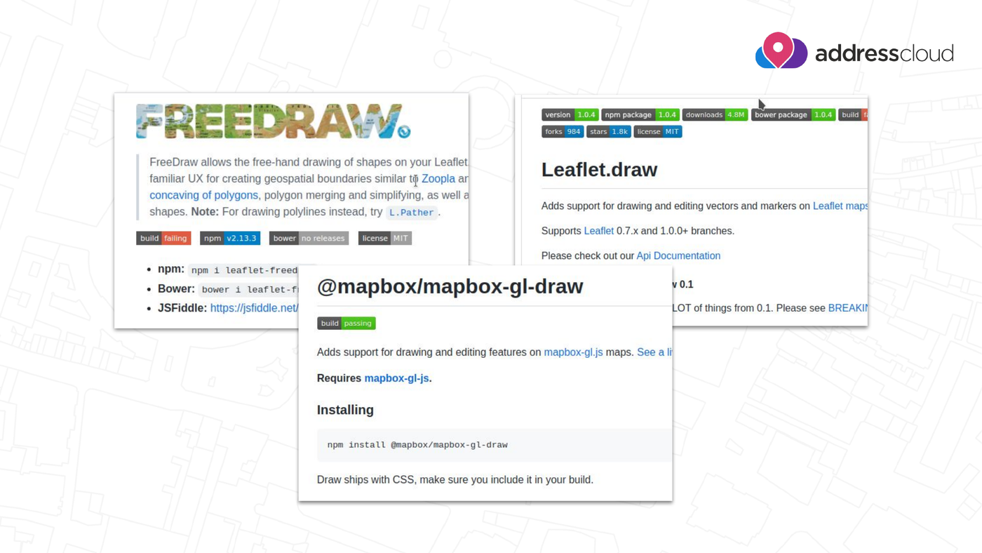 Leaflet.draw、FreeDraw、@mapbox/mapbox-gl-draw: 地図ライブラリごとに 1 つの描画プラグイン