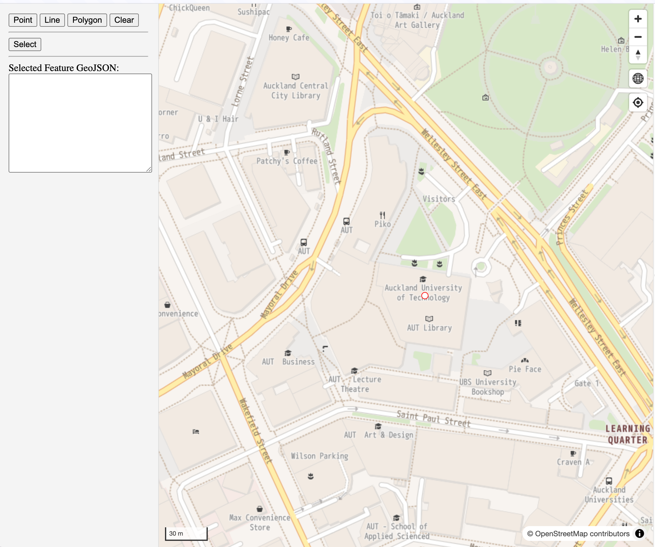 Show initial data at Auckland University of Technology on the map